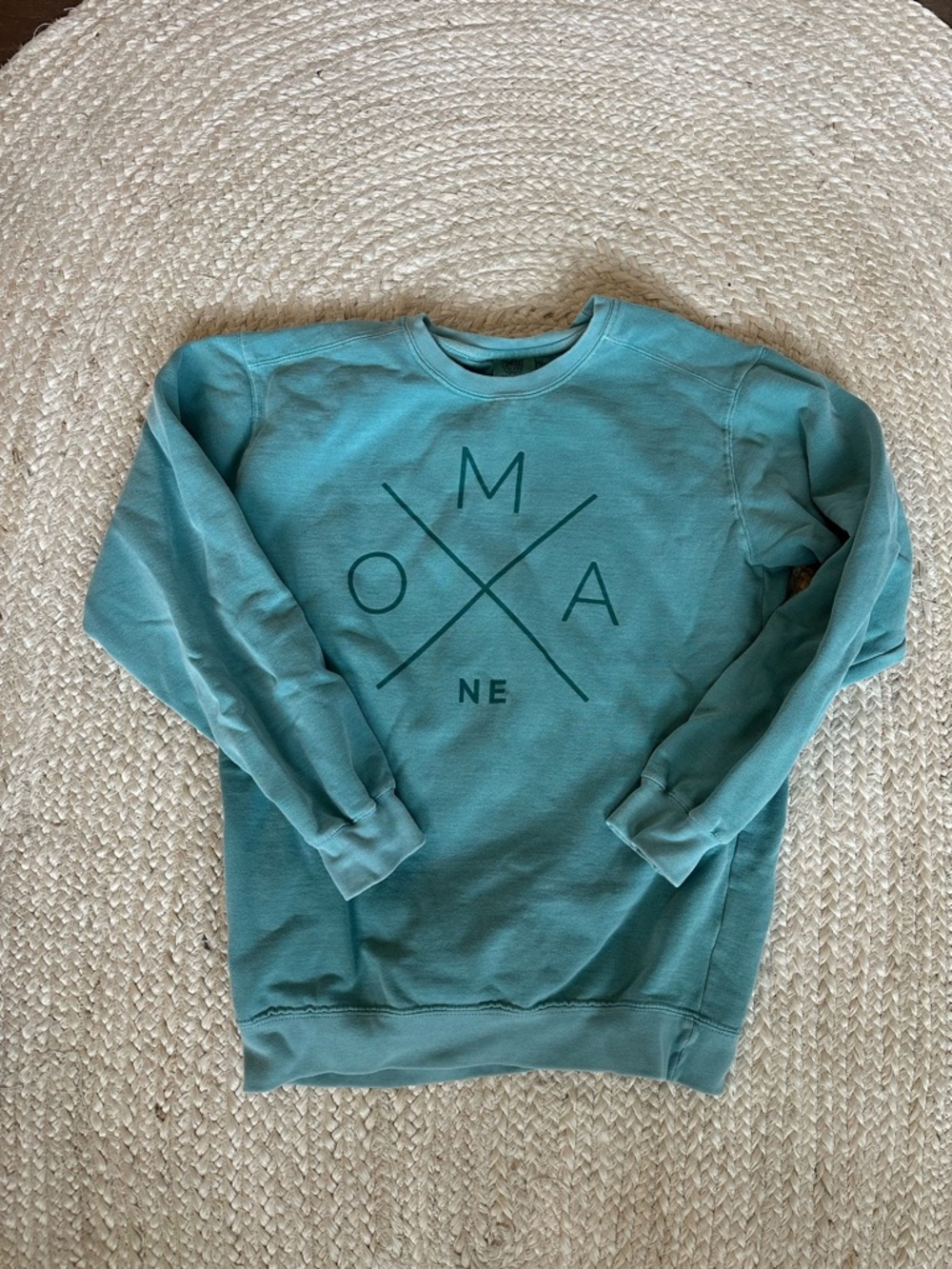 Comfort Colors Teal Crewneck Sweatshirt with Minimal Logo